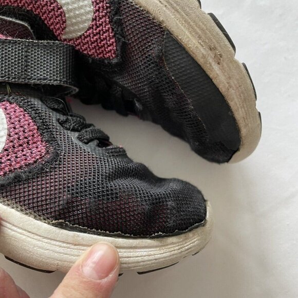 Nike Kids Black & Pink Worn Athletic Shoes With Velcro Straps 11.5C - Picture 8 of 10